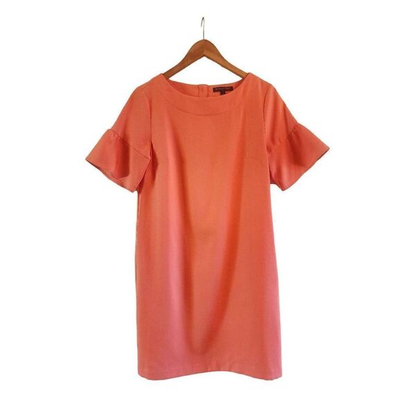 Banana Republic coral dream  shift dress size 4 ruffle sleeve - Picture 1 of 10